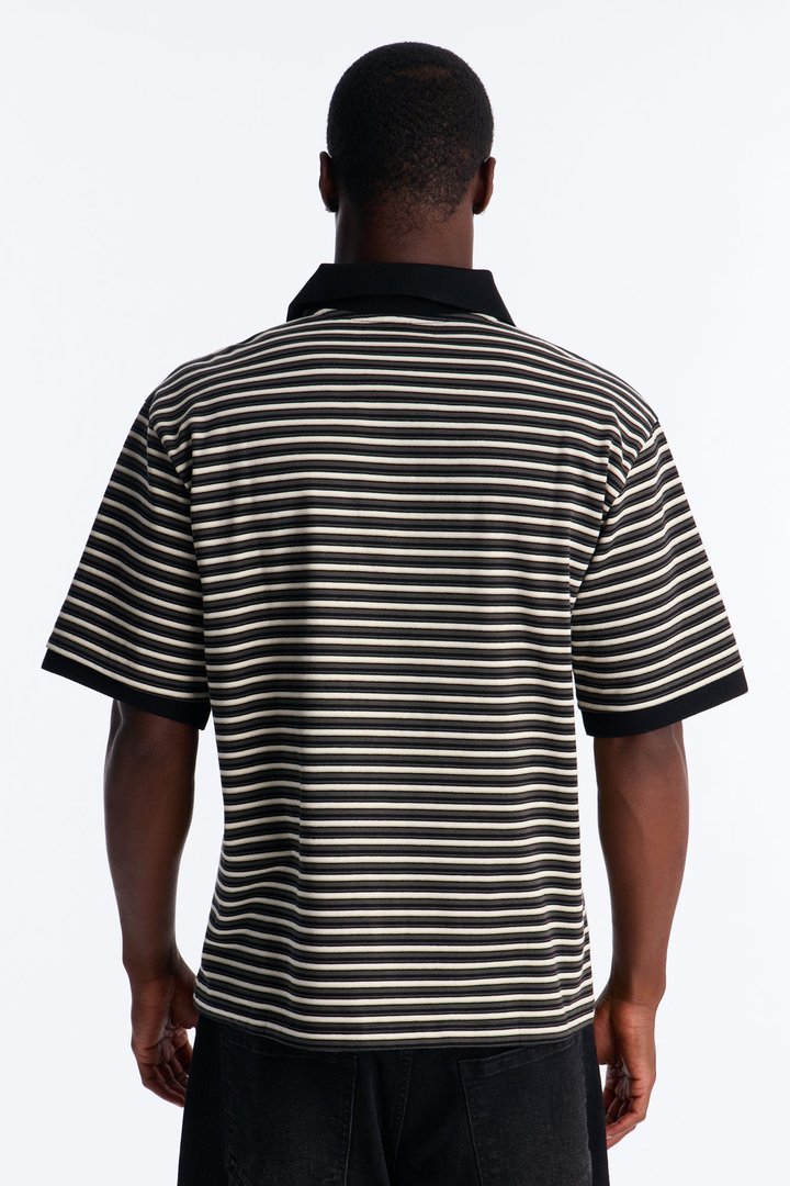 Tate Stripe Polo - Black/combo