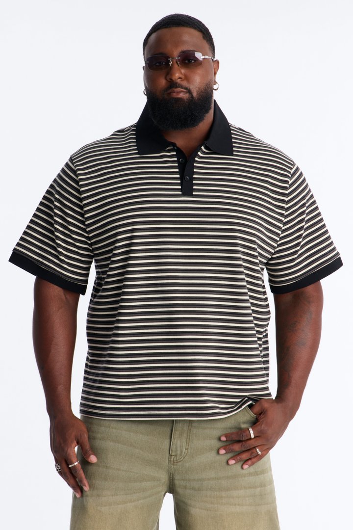 Tate Stripe Polo - Black/combo