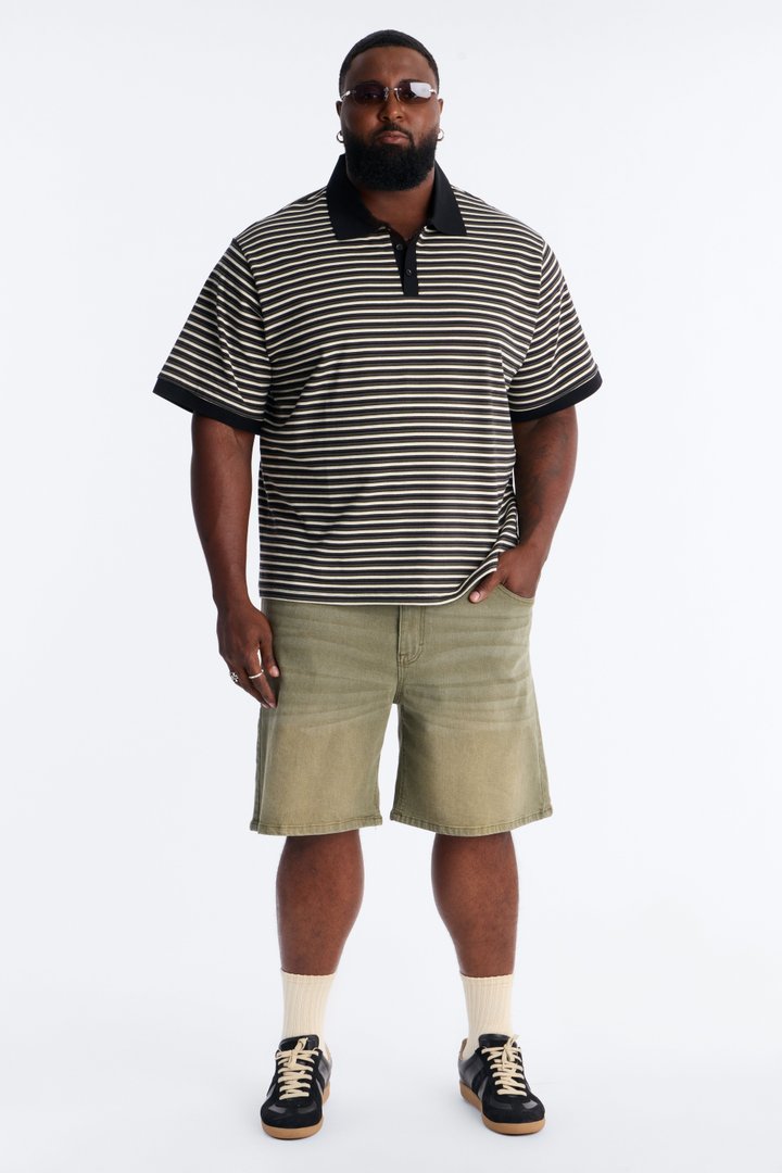 Tate Stripe Polo - Black/combo