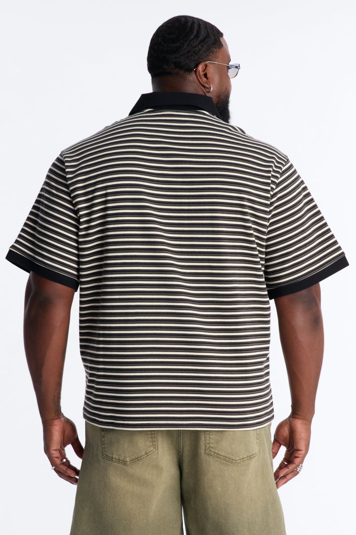 Tate Stripe Polo - Black/combo
