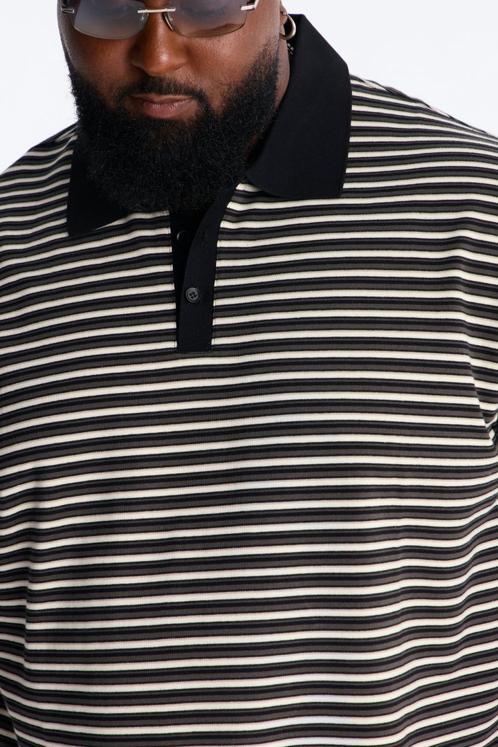 Tate Stripe Polo - Black/combo