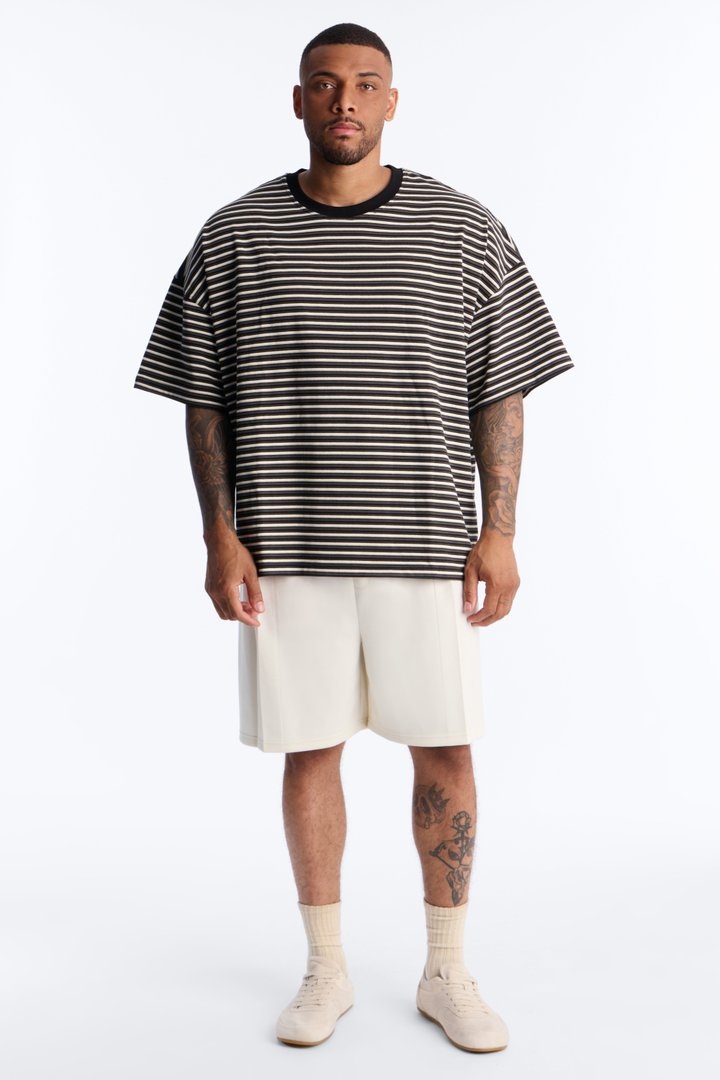 Tate Stripe Oversized Crewneck Tee - Black/combo