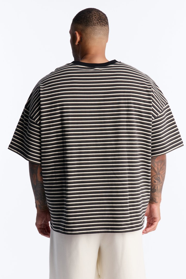 Tate Stripe Oversized Crewneck Tee - Black/combo