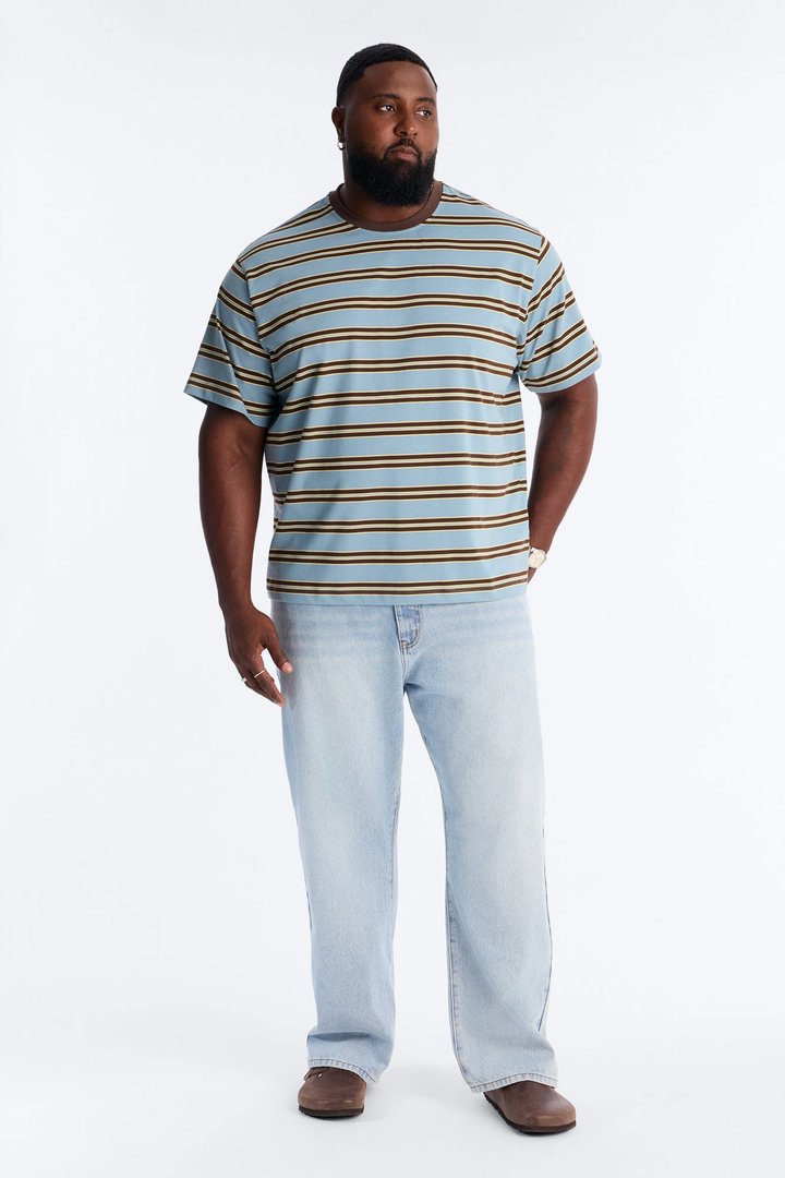 Stefan Stripe Crewneck Tee - Blue/combo
