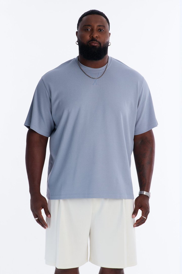 Collegiate Crewneck Tee - Blue
