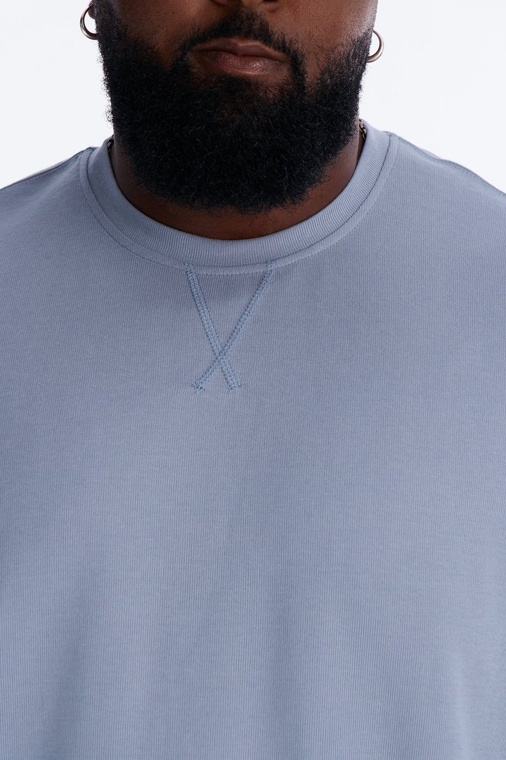 Collegiate Crewneck Tee - Blue