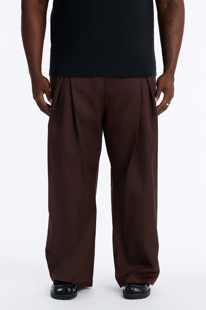 On The Low Baggy Pleated Pant - Brown