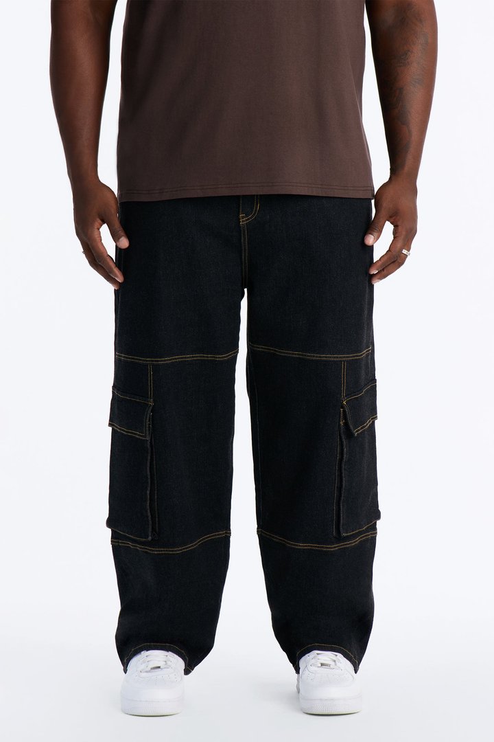 Raw Selvedge Barrel Cargo Jean - Black