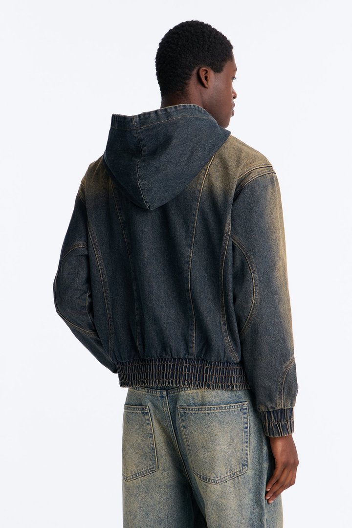 Panel Feeling It Denim Bomber Jacket - Brown