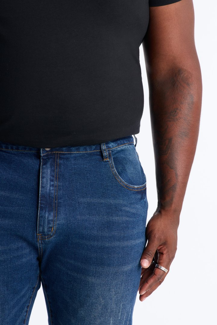 Stacked Skinny Flare Slit Dare Me Distressed Jean - Dark Wash