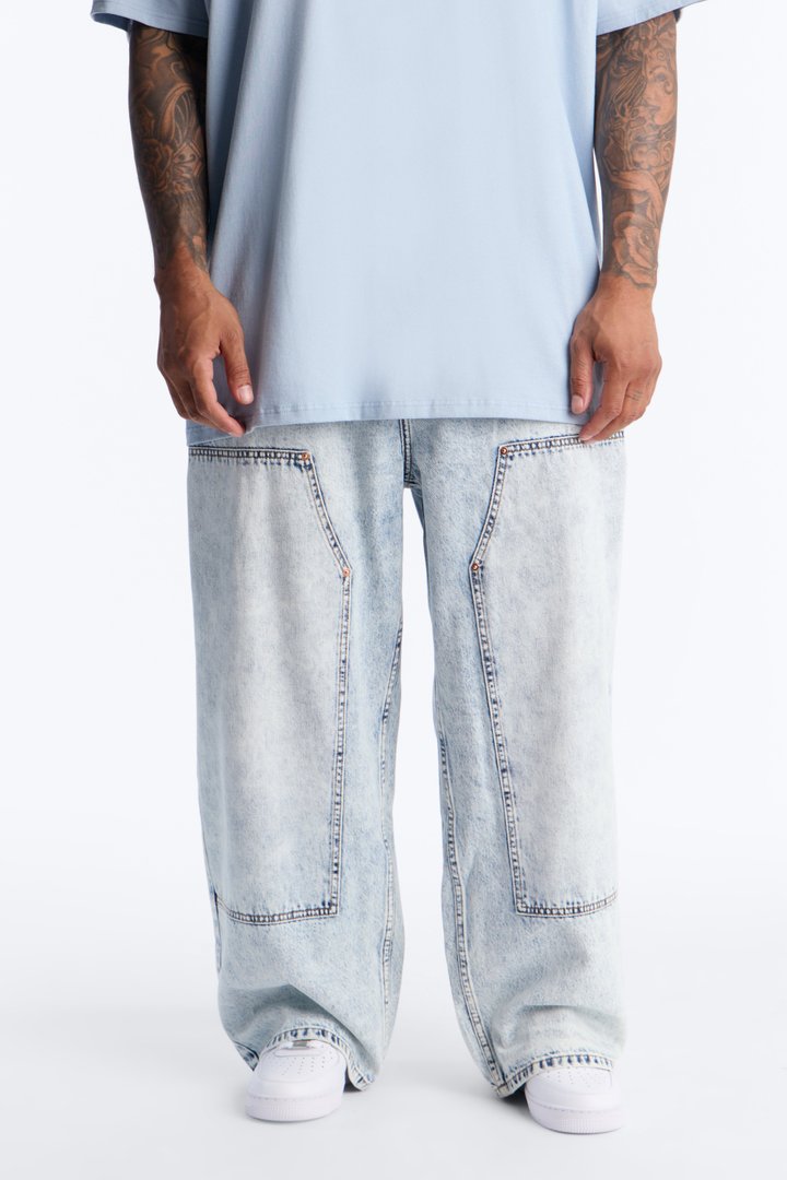 Baggy Double Knee Jean - Light Blue Wash