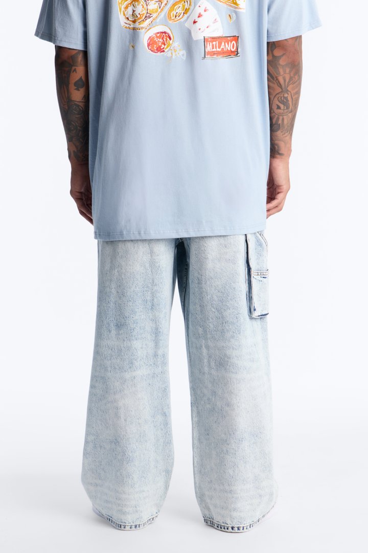 Baggy Double Knee Jean - Light Blue Wash