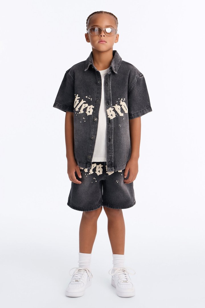 Mini Relaxed Been Blessed Denim Shorts - Black