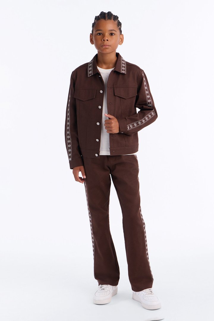 Mini On A Loop Embroidered Stitch Trucker Jacket - Brown