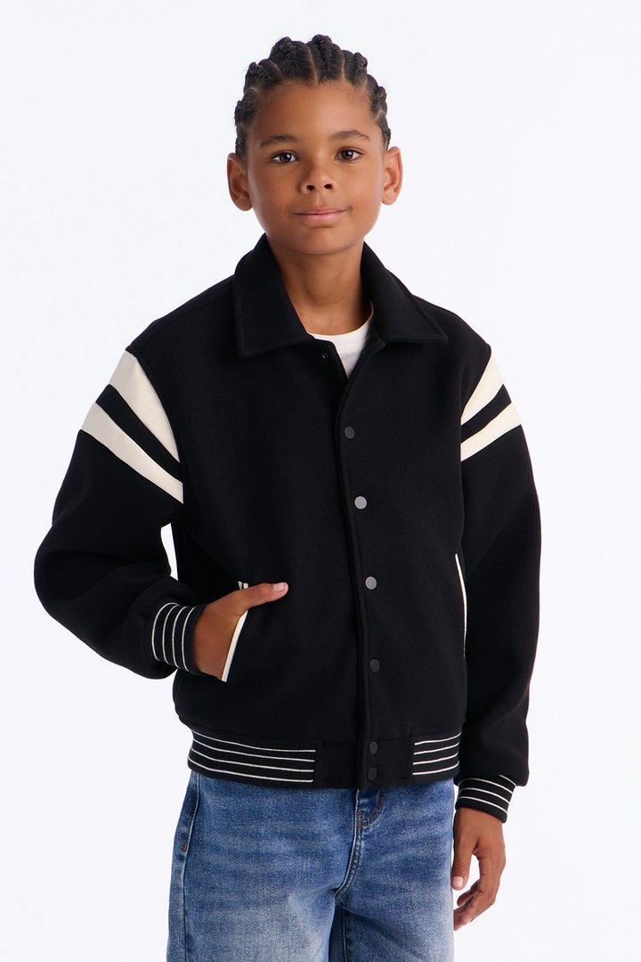 Mini Classic Old School Varsity Jacket - Black