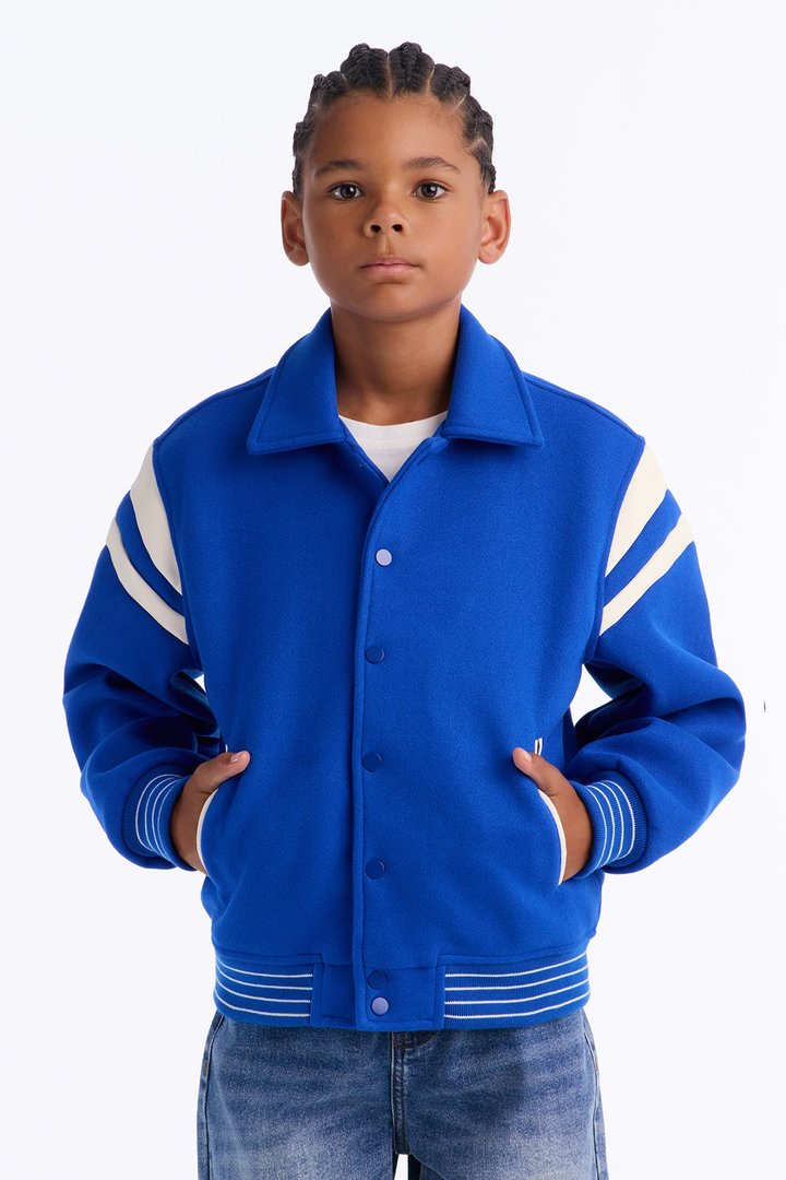 Mini Classic Old School Varsity Jacket - Blue