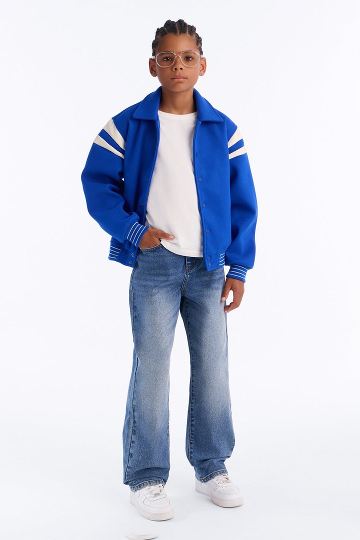 Mini Classic Old School Varsity Jacket - Blue