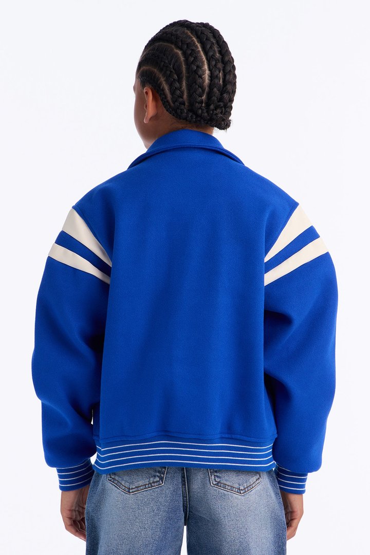 Mini Classic Old School Varsity Jacket - Blue