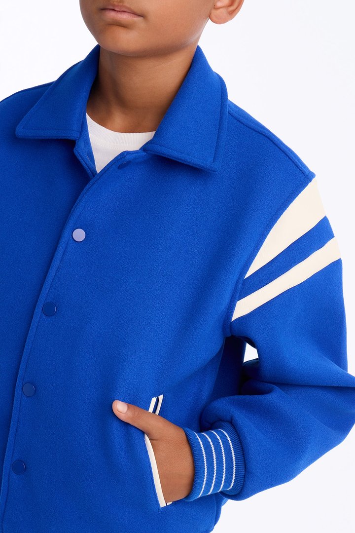 Mini Classic Old School Varsity Jacket - Blue
