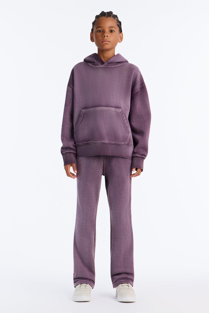 Mini Acid Wash Oversized Heavyweight Hoodie - Purple