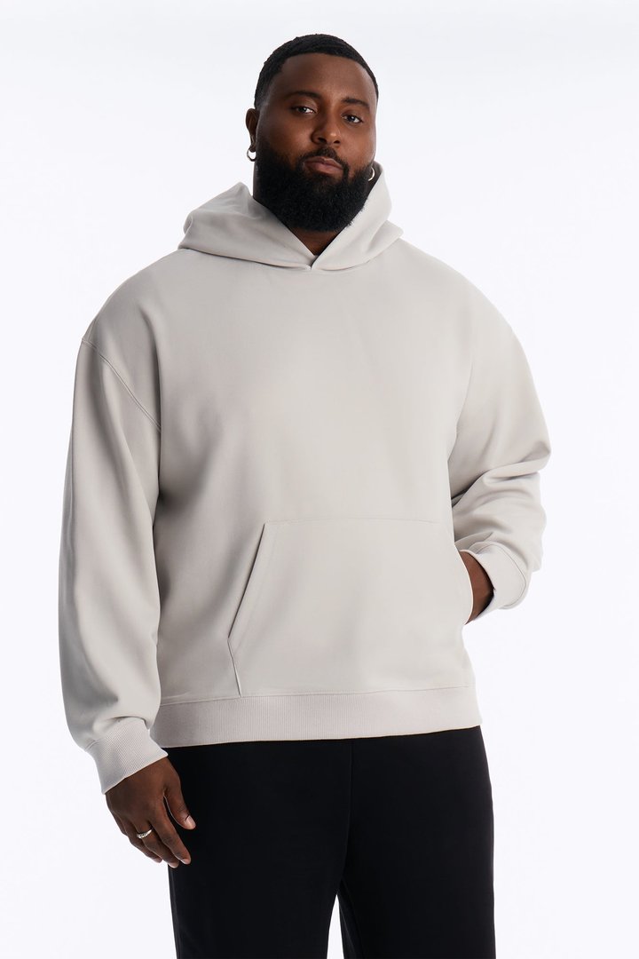 Structured Fleece Hoodie - Light Grey