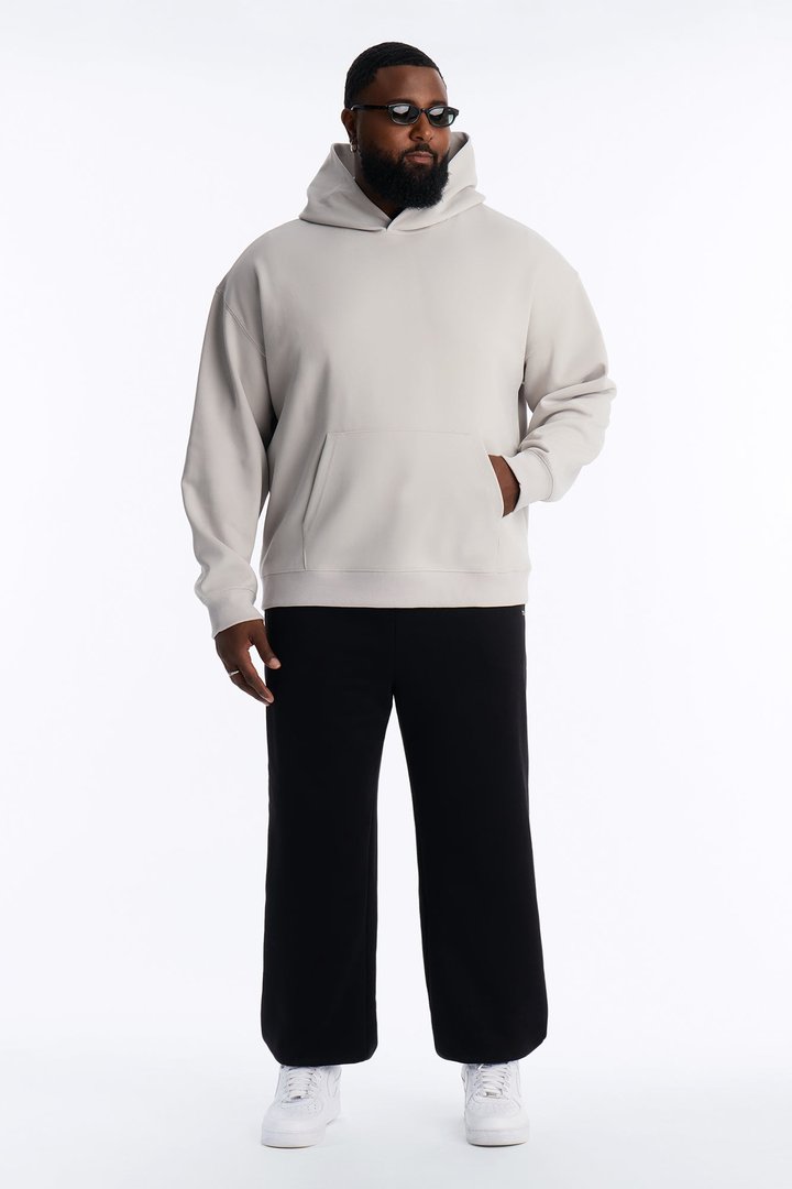 Structured Fleece Hoodie - Light Grey