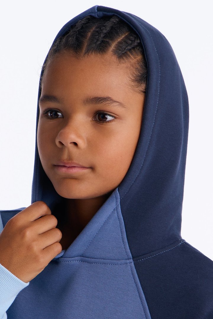 Mini Oversized Neapolitan Paneled Hoodie - Blue