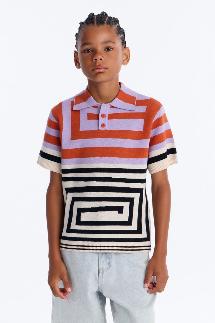 Mini Offset Sweater Polo - Orange