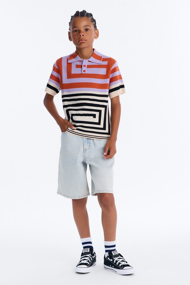 Mini Offset Sweater Polo - Orange