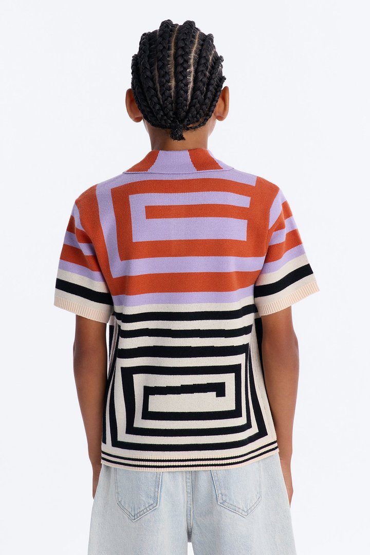 Mini Offset Sweater Polo - Orange
