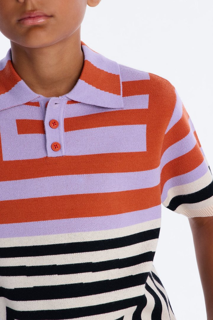 Mini Offset Sweater Polo - Orange