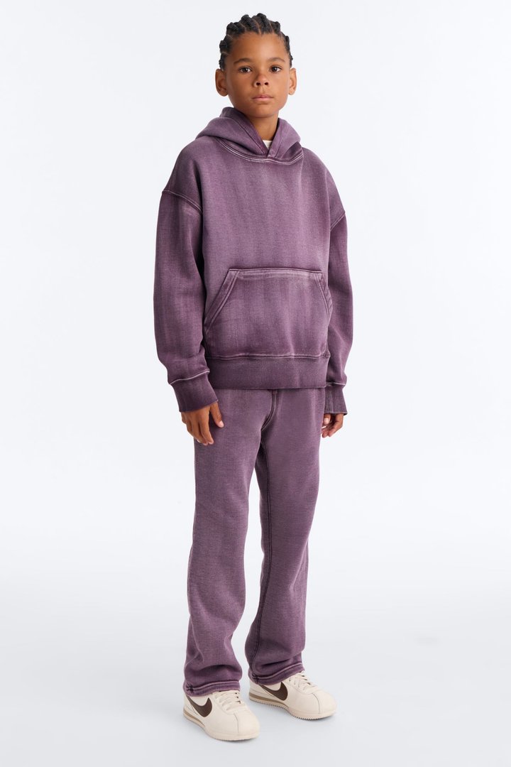 Mini Acid Wash Heavyweight Slim Flare Sweatpants - Purple