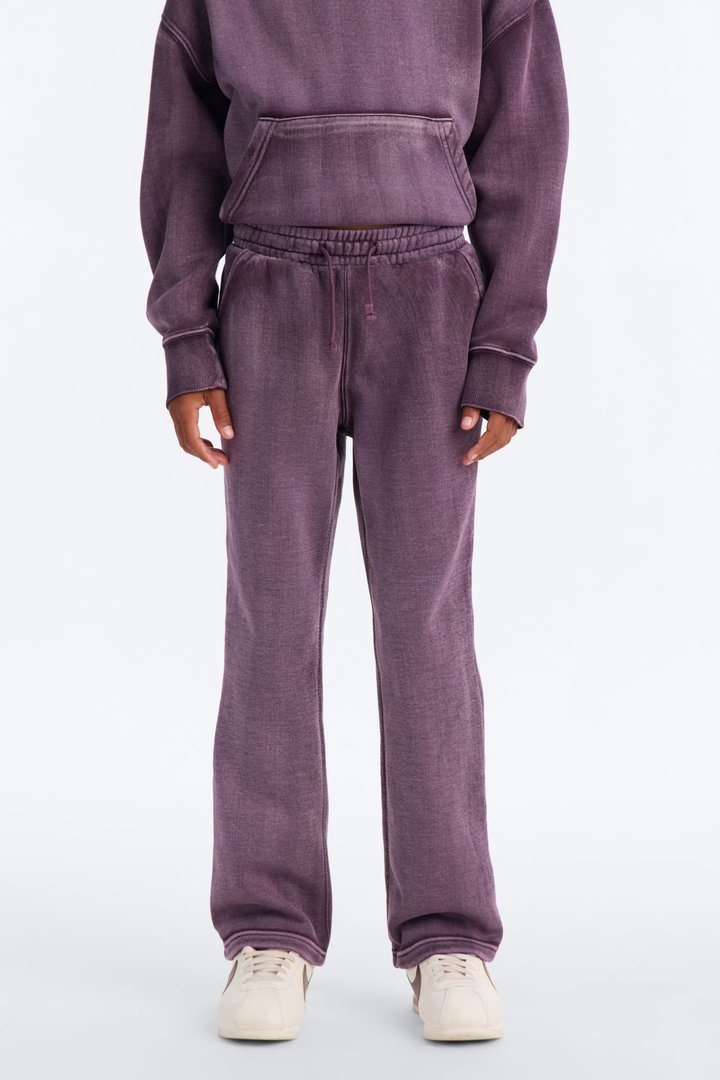 Mini Acid Wash Heavyweight Slim Flare Sweatpants - Purple