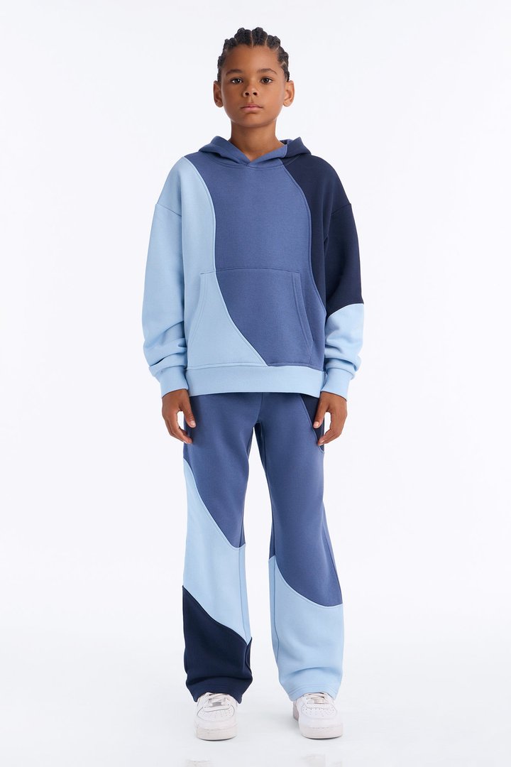 Mini Neapolitan Paneled Straight Sweatpants - Blue