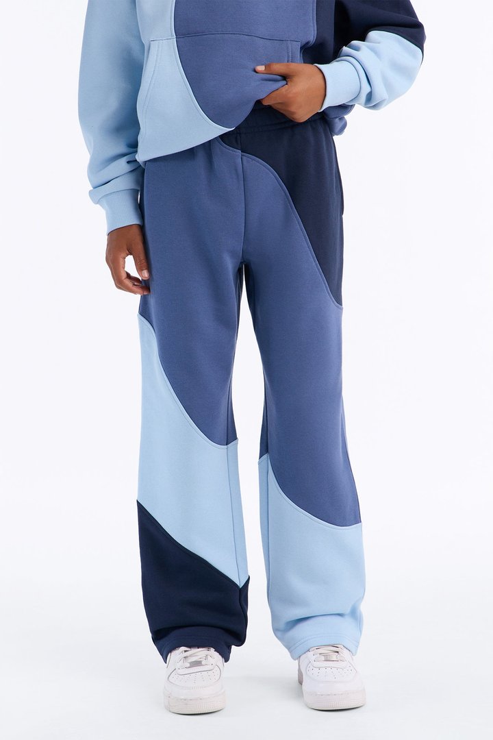 Mini Neapolitan Paneled Straight Sweatpants - Blue