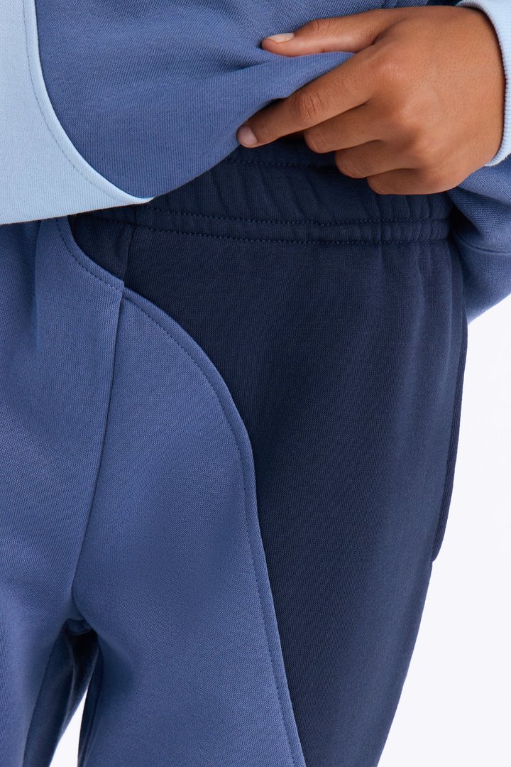 Mini Neapolitan Paneled Straight Sweatpants - Blue