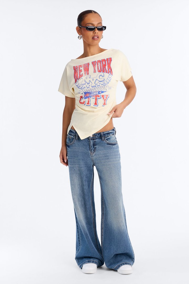 New York Lover Cinched Waist Top - Off White