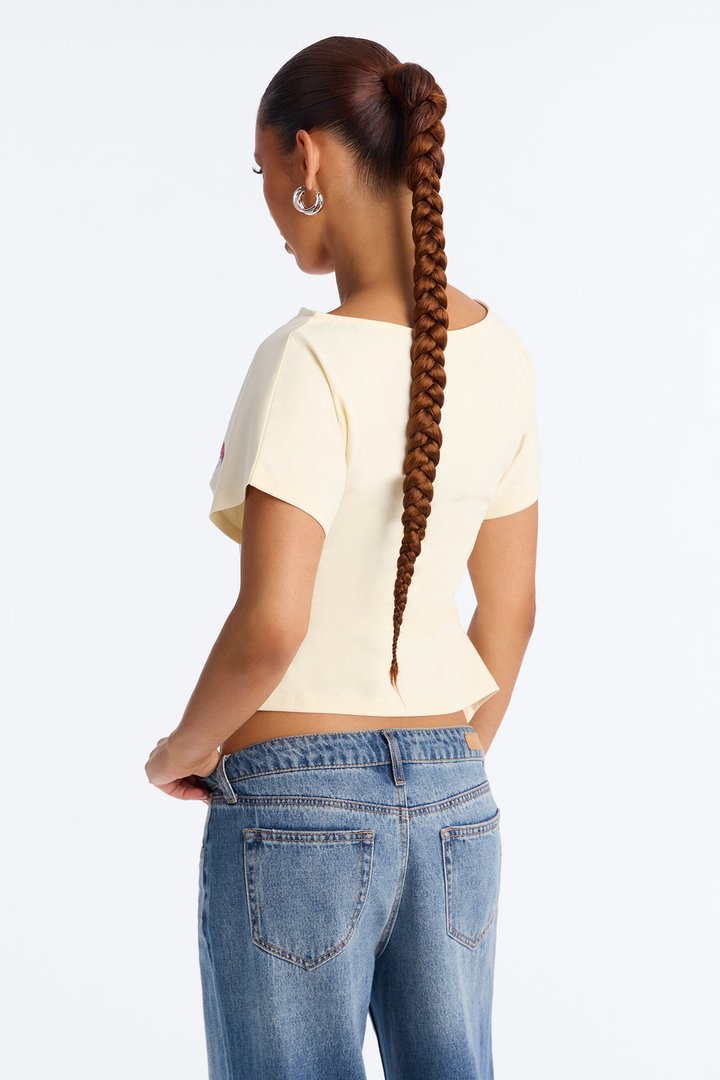 New York Lover Cinched Waist Top - Off White