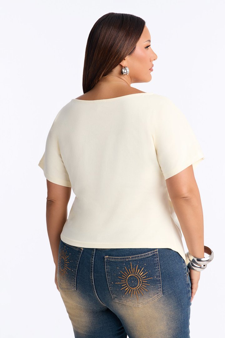 New York Lover Cinched Waist Top - Off White