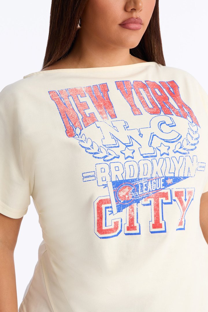 New York Lover Cinched Waist Top - Off White