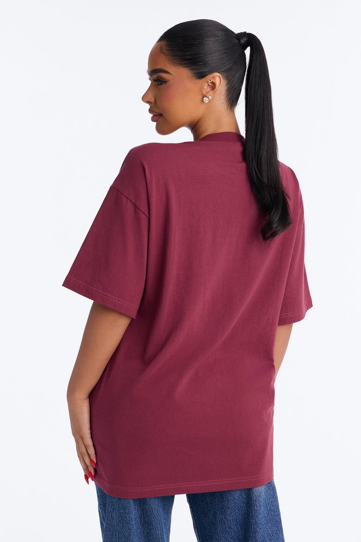 New York Staple Boxy Mock Tee - Burgundy