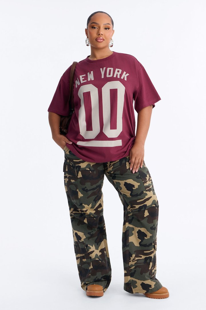New York Staple Boxy Mock Tee - Burgundy