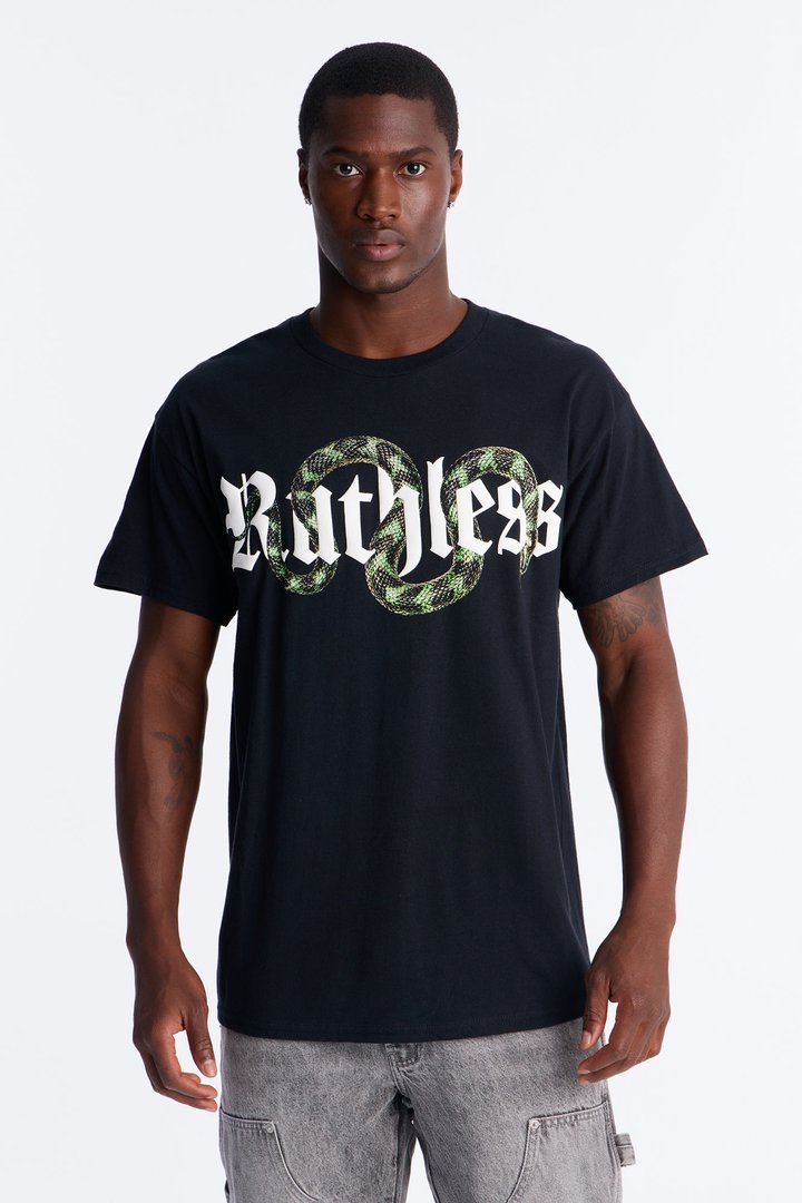 Ruthless Snake Oversized Short Sleeve Tee - Black