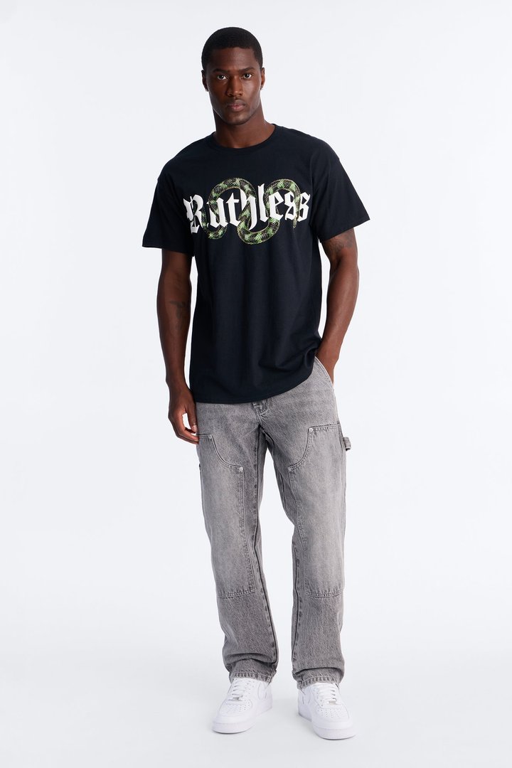 Ruthless Snake Oversized Short Sleeve Tee - Black