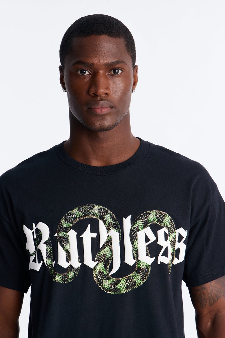 Ruthless Snake Oversized Short Sleeve Tee - Black