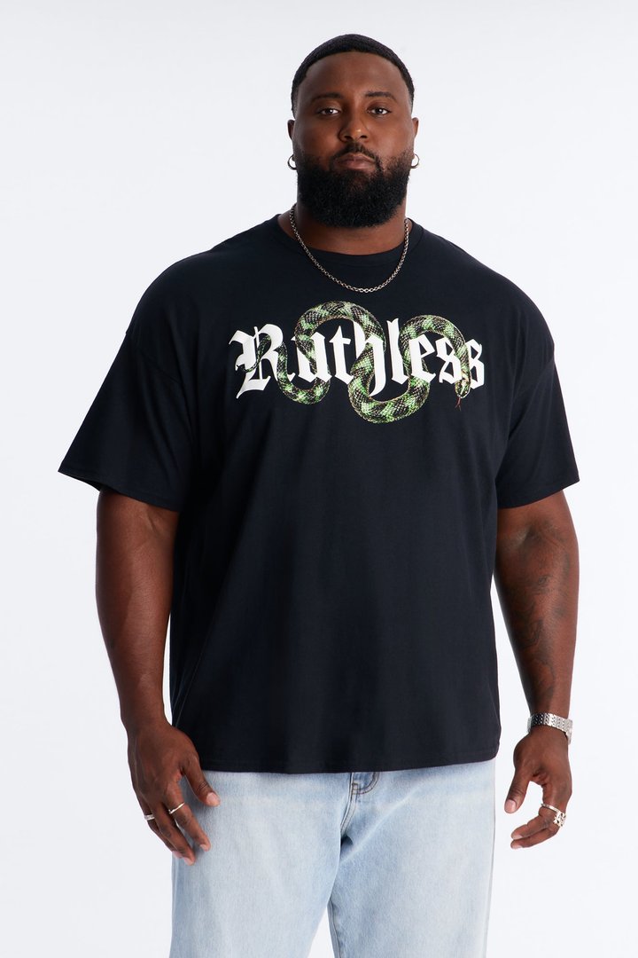Ruthless Snake Oversized Short Sleeve Tee - Black