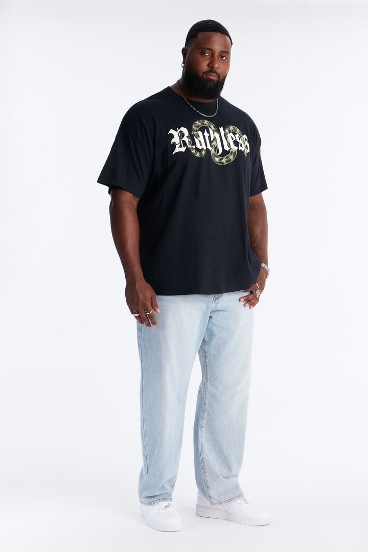 Ruthless Snake Oversized Short Sleeve Tee - Black