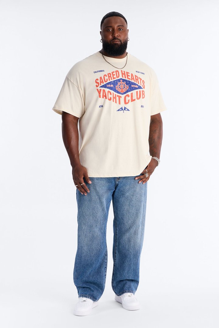 Sacred Hearts Yacht Club Oversized Short Sleeve Tee - Natural