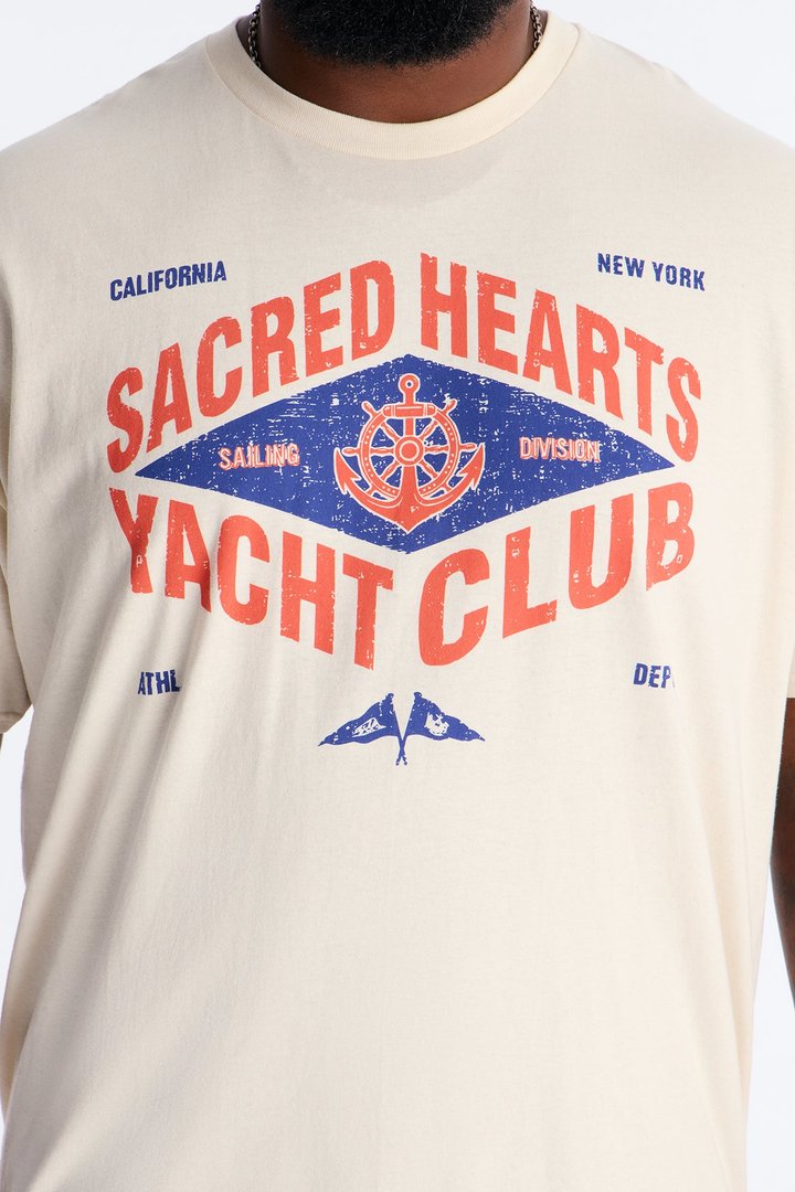 Sacred Hearts Yacht Club Oversized Short Sleeve Tee - Natural