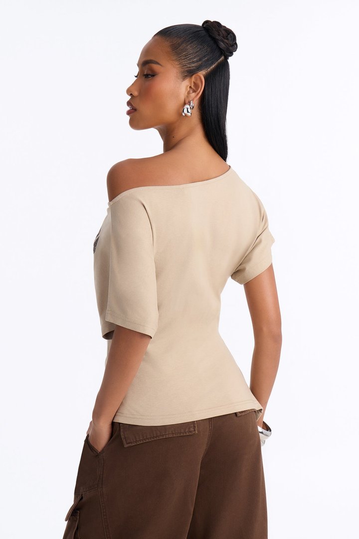 Lucky Paradise Cinched Waist Top - Taupe